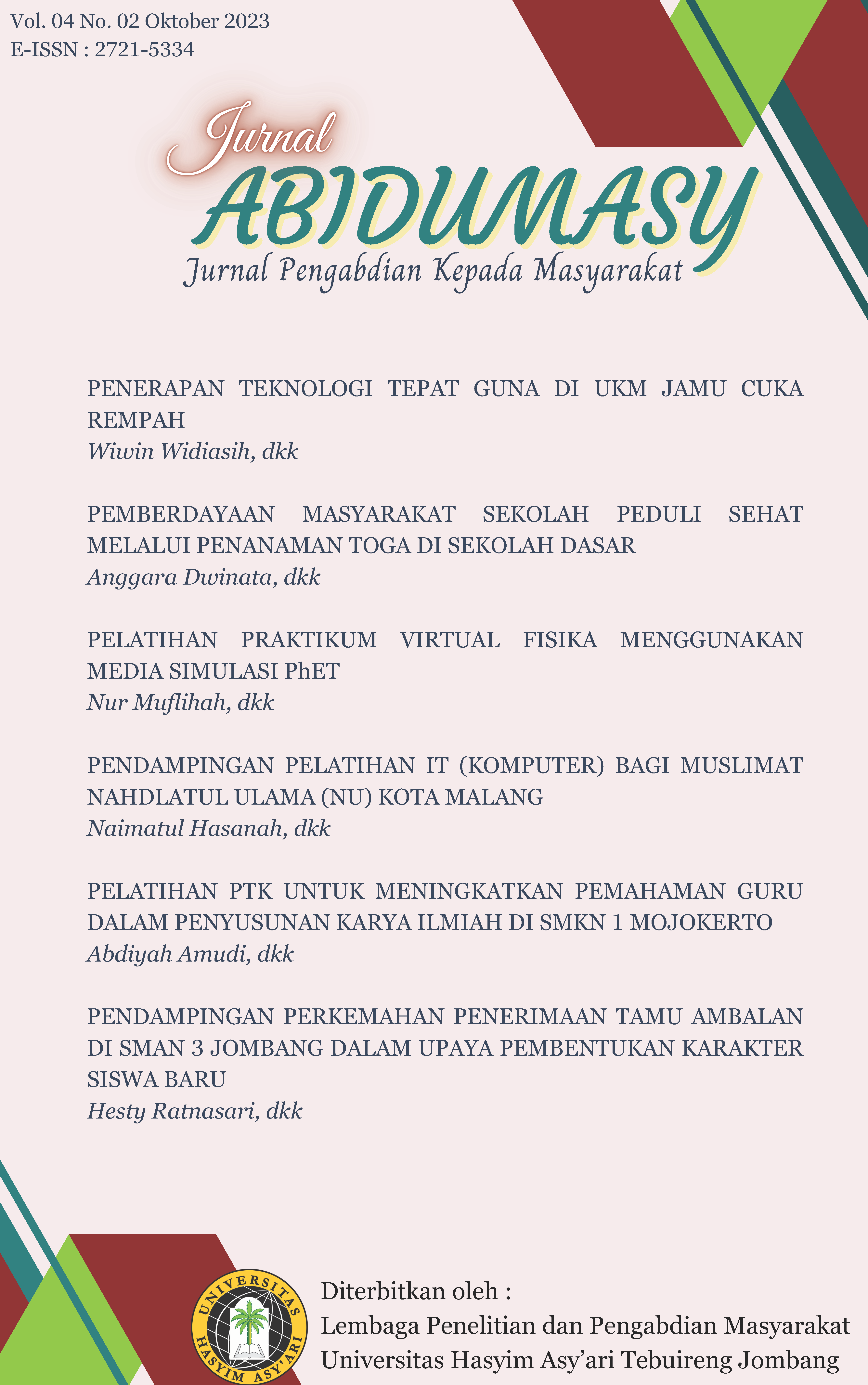 					View Vol. 4 No. 02 (2023): ABIDUMASY : JURNAL PENGABDIAN KEPADA MASYARAKAT
				