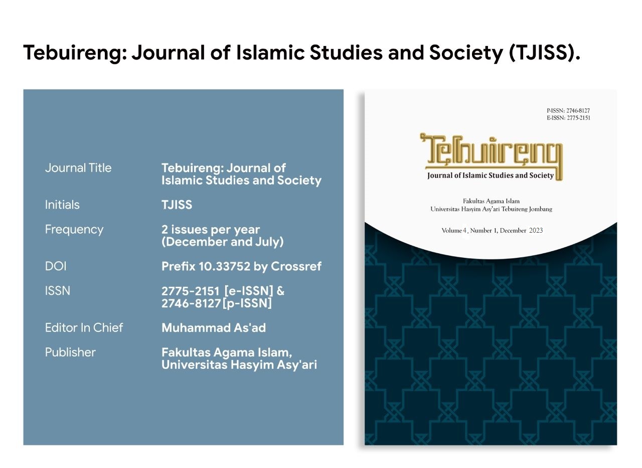 					View Vol. 4 No. 1 (2023): Tebuireng: Journal of Islamic Studies and Society
				